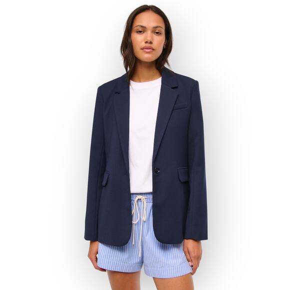 Medium Abercrombie&Fitch Classic Suiting Blazer NavyBlue Office Women - Picture 2 of 16